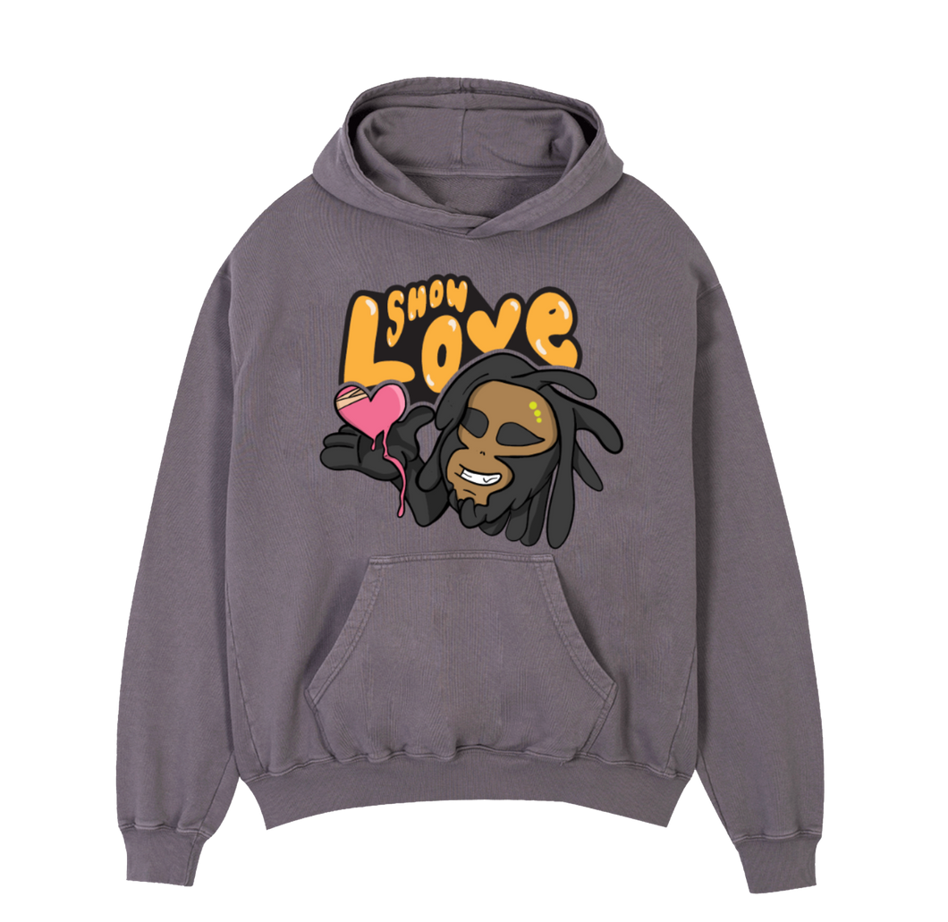 Show Love | Receive Love Oversized Pigment Grey hoodie